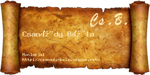 Csanády Béla névjegykártya